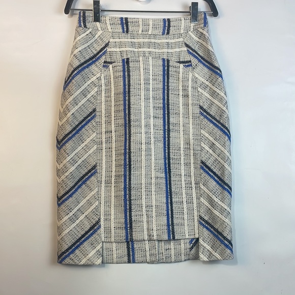rebecca minkoff twill pencil skirt grey, white and blues size 0 70% cotton skirt - Picture 5 of 10
